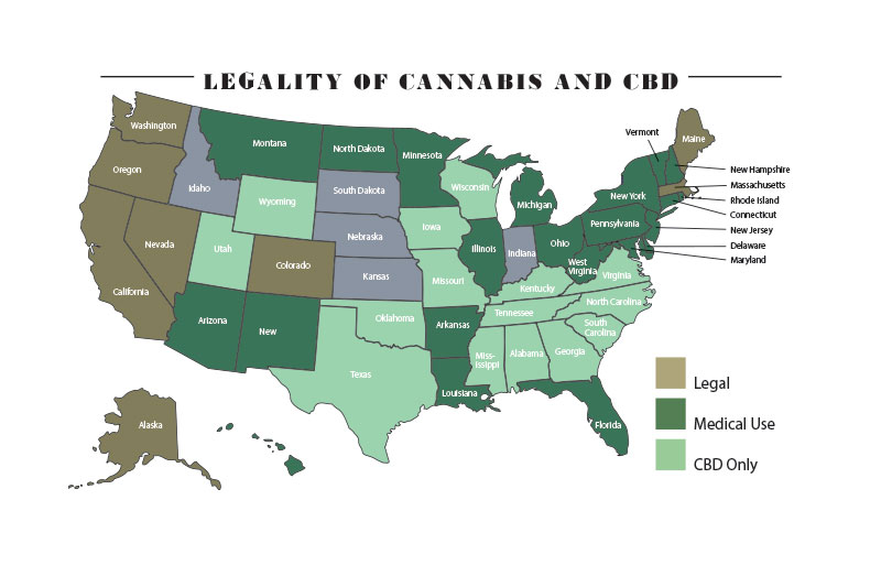 MAP Legality of Cannabis and CBD in the USA - Pyxus PYX